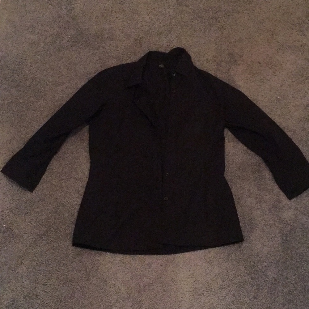 Black basic button down, work appropriate